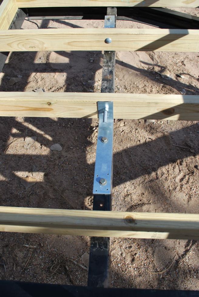 The beginnings of attachment; I sprinkled a half dozen Simpson Strong Ties around for security.