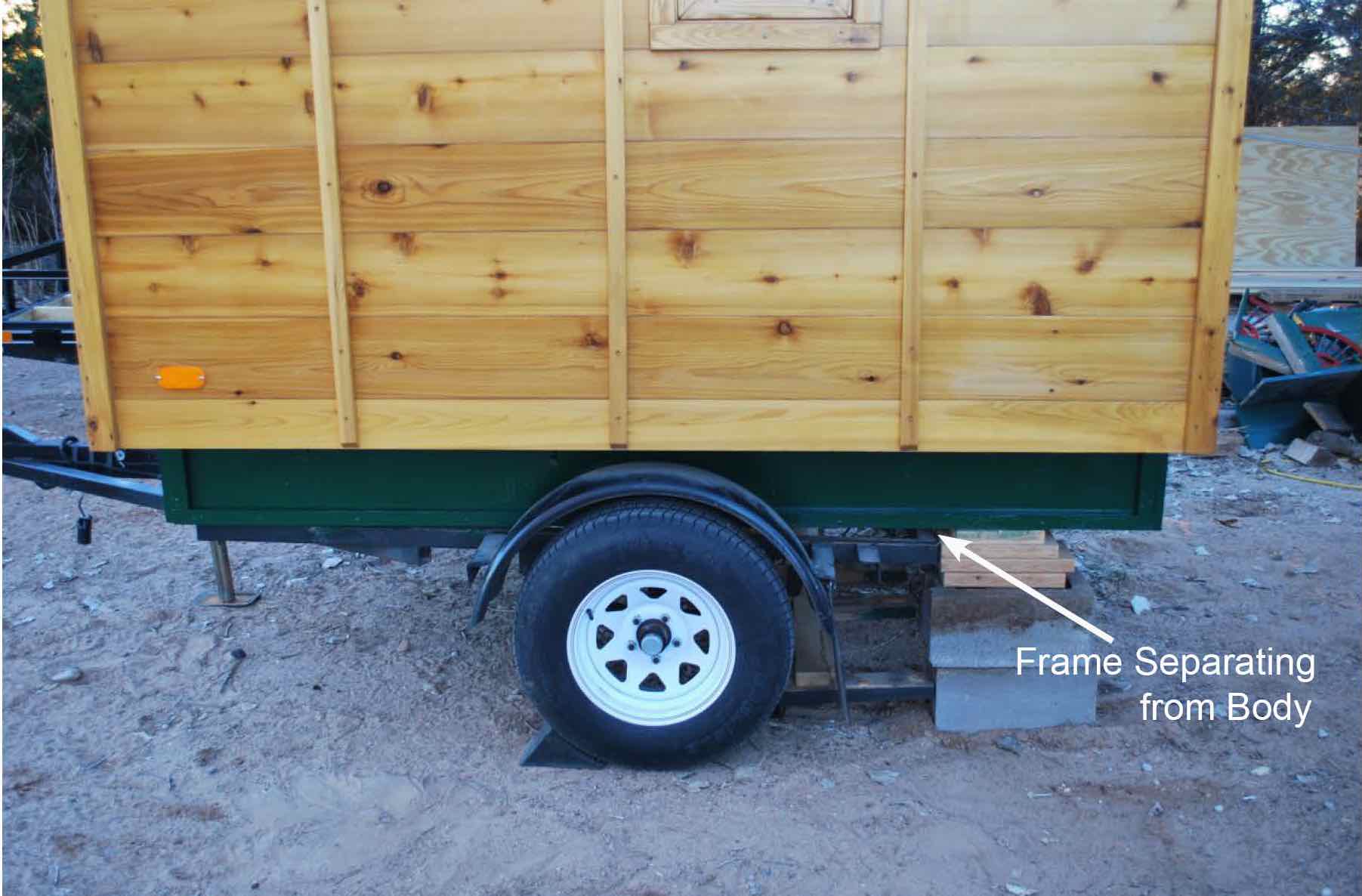 Separating the rear portion of the frame.