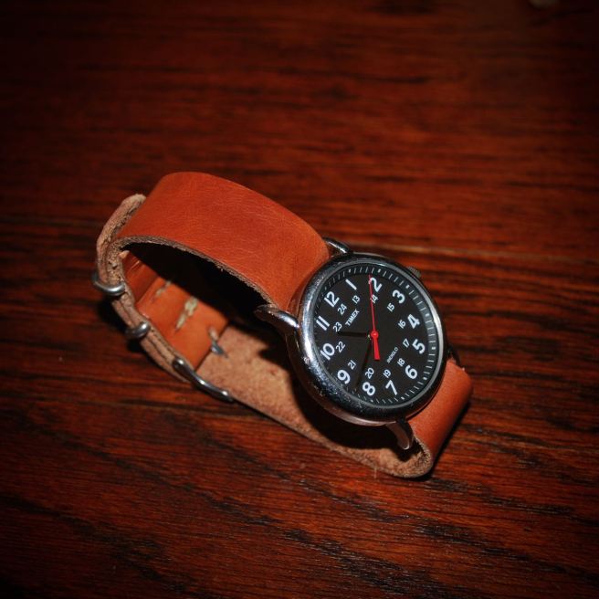 NATO style leather watch band