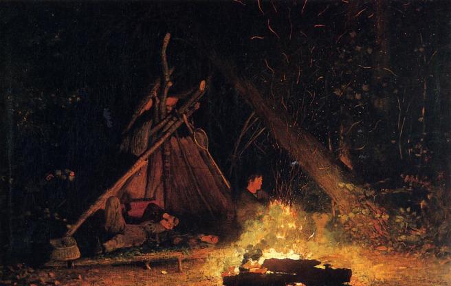 Camp-Fire-1877-1878-Homer-Winslow-Oil-Painting